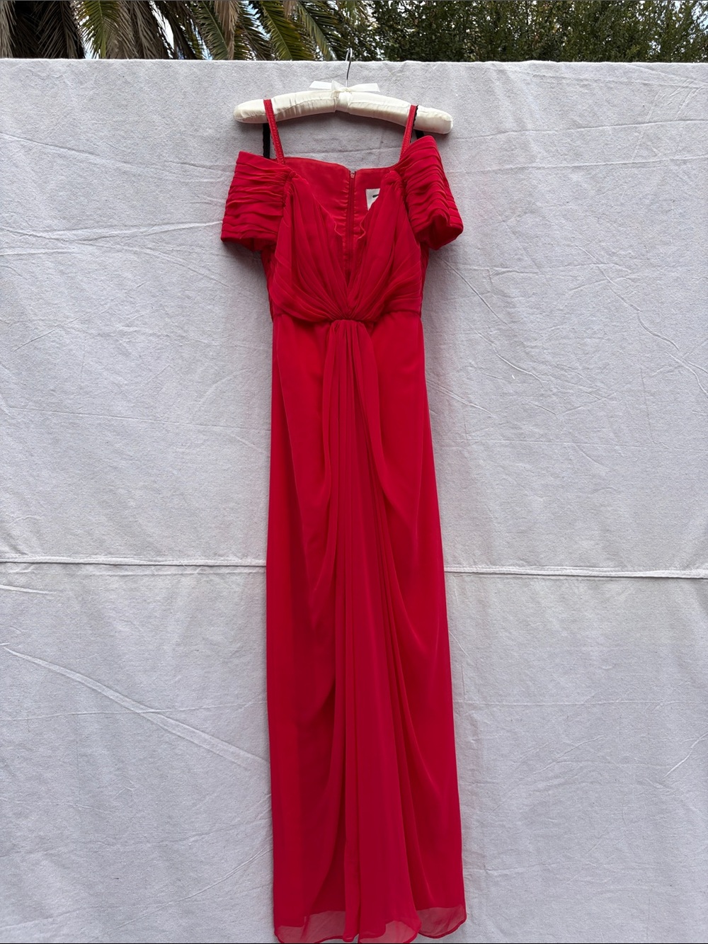 Red Off-Shoulder Evening Gown